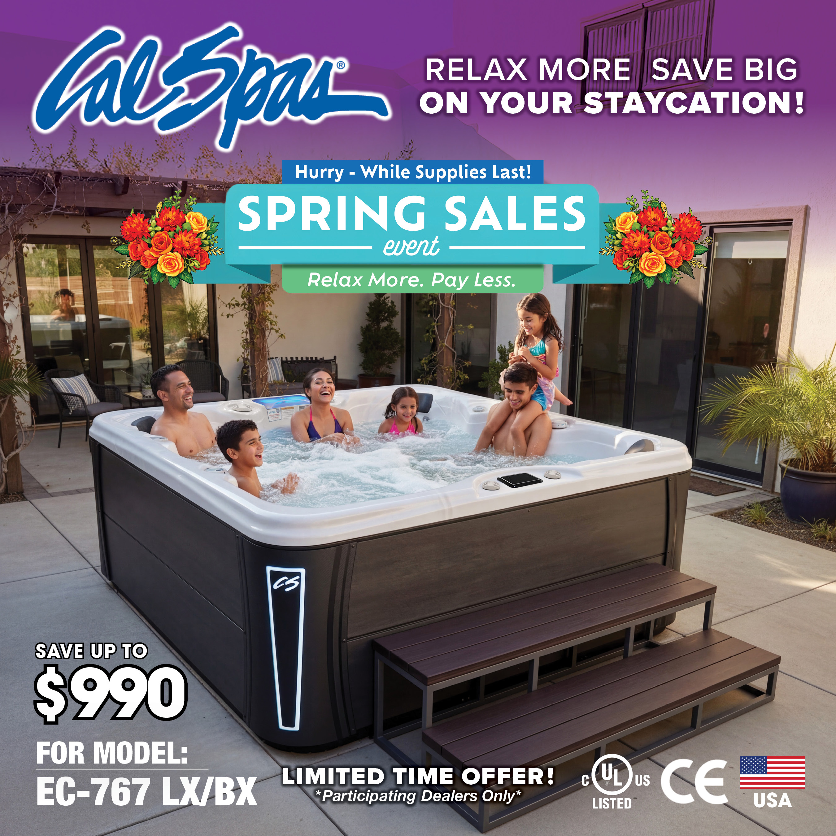 Calspas hot tub being used in a family setting - 